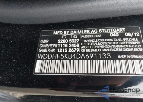 2013 Mercedes-Benz E 350 z USA, uszkodzony, nr VIN WDDHF5KB4DA691133